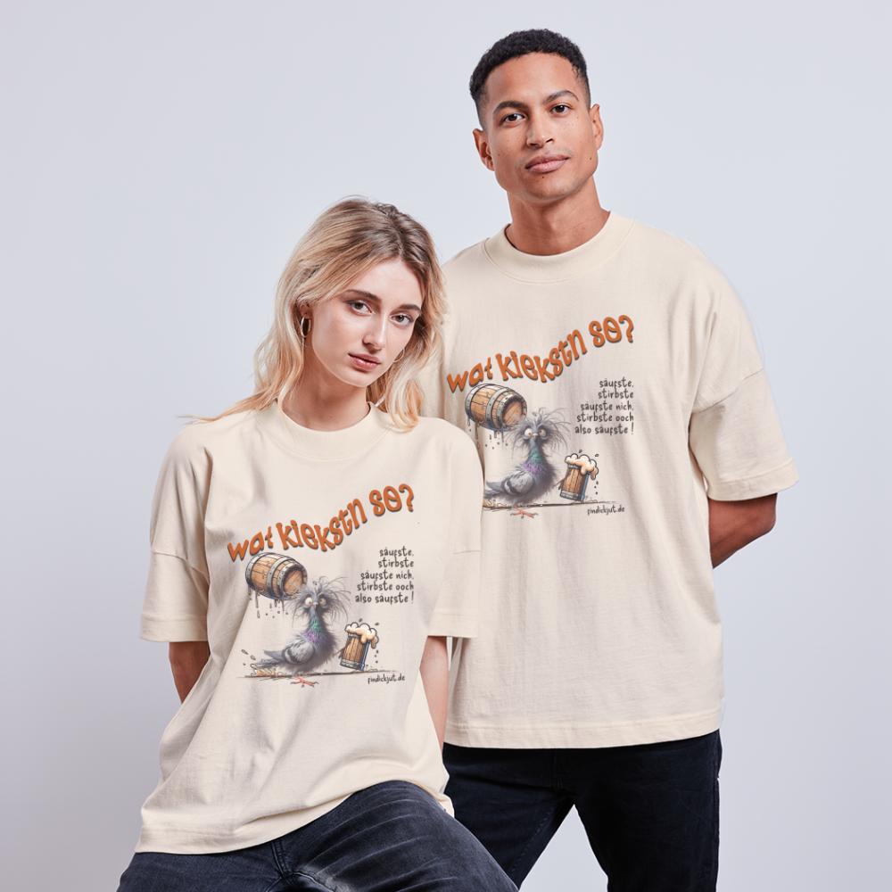 WAT KIEKSTN SO? - Unisex Oversize Bio-T-Shirt - Naturweiß