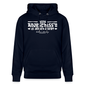 Berliner Spruch-NICH ANJESCHISSN-Unisex Bio-Hoodie mit Berliner Schnauze - Navy