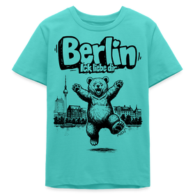 Berlin Souvenir-Bio Teenager T-Shirt-BERLIN ICK LIEBE DIR - Poolblau