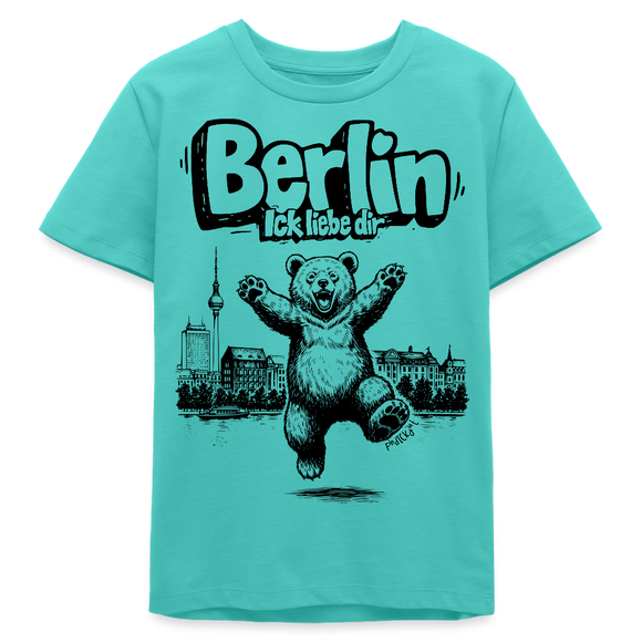 Berlin Souvenir-Bio Teenager T-Shirt-BERLIN ICK LIEBE DIR - Poolblau