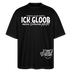 schwarzes Oversize Bio T-Shirt mit „Ick gloob, meen Schwein pfeift!“-Aufdruck und Schweinezeichnung – Statement im Berlin-Style.