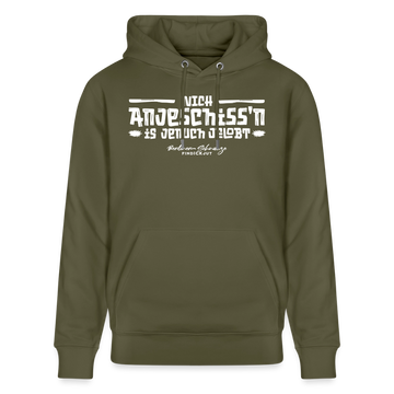 Berliner Spruch-NICH ANJESCHISSN-Unisex Bio-Hoodie mit Berliner Schnauze - Khaki Grün
