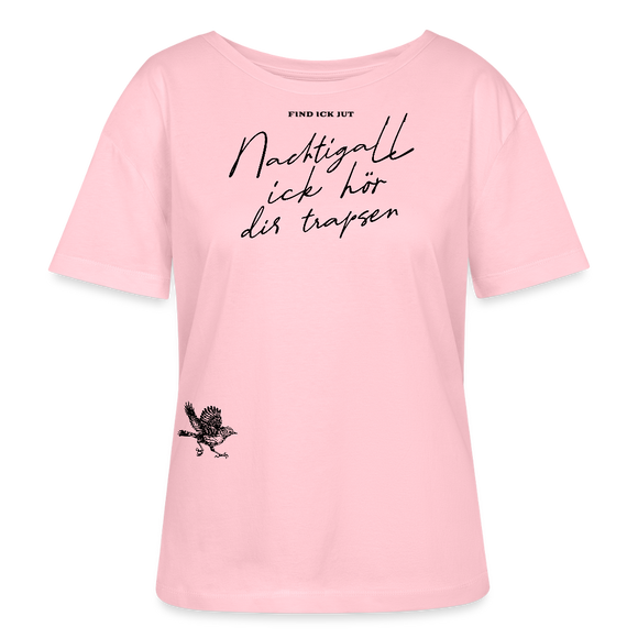 NACHTIGALL, ICK HÖR DIR TRAPSEN-Rundhals Frauen Bio-T-Shirt - Hellrosa