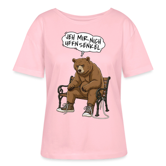 Berliner Bär Shirt-JEH MIR NICH UFFN SENKEL-Rundhals Frauen Bio-T-Shirt - Hellrosa