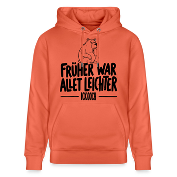Berliner Spruch-FRÜHER WAR ALLET LEICHTERUnisex Bio-Hoodie - Hellrot