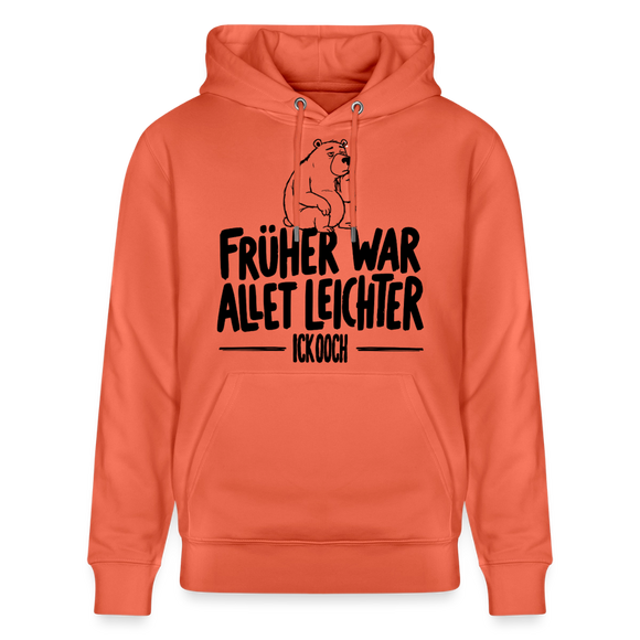 Berliner Spruch-FRÜHER WAR ALLET LEICHTERUnisex Bio-Hoodie - Hellrot