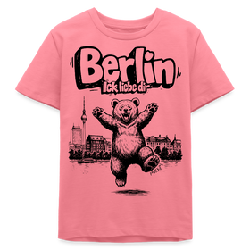 Berlin Souvenir-Bio Teenager T-Shirt-BERLIN ICK LIEBE DIR - Pink 