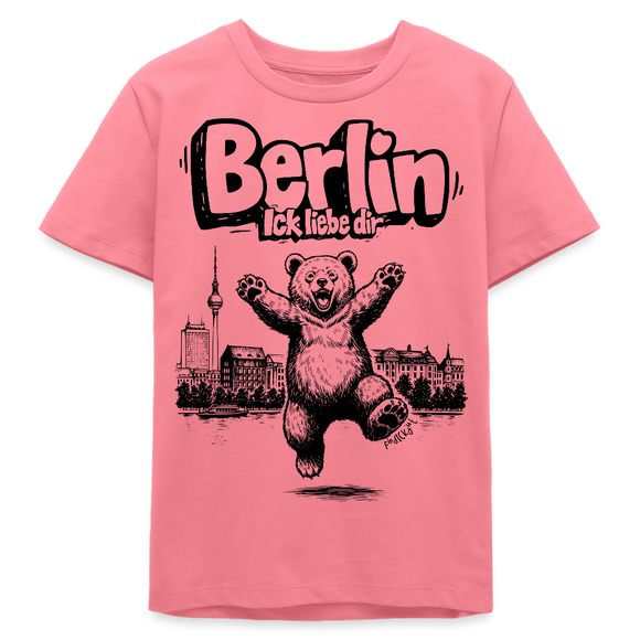 Berlin Souvenir-Bio Teenager T-Shirt-BERLIN ICK LIEBE DIR - Pink 