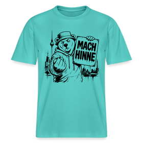 Berlin Souvenir mit Berliner Schnauze-MACH HINNE- RELAXED FIT Unisex Organic T-Shirt - Poolblau