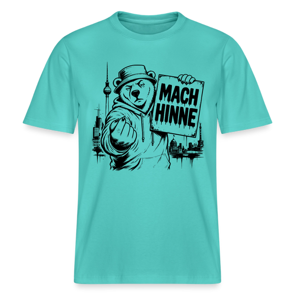 Berlin Souvenir mit Berliner Schnauze-MACH HINNE- RELAXED FIT Unisex Organic T-Shirt - Poolblau