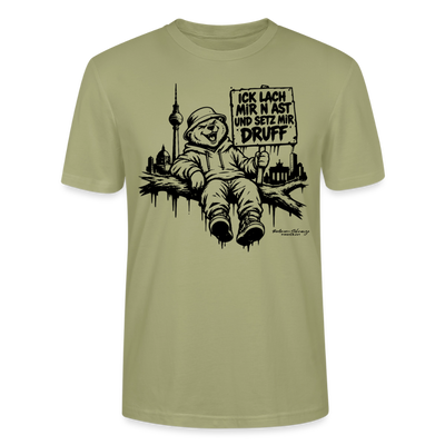 ICK LACH MIR N AST - Schmal geschnittenes Bio-Unisex-T-Shirt mit Berliner Bär - Nebelgrün