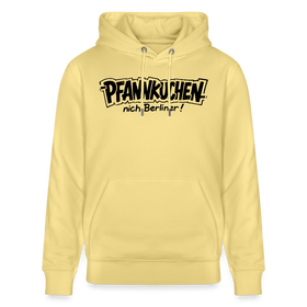 Berliner Spruch-PFANNKUCHEN, nich Berliner!-Unisex Bio-Hoodie - Gelb Viva 