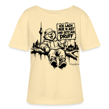 ICK LACH MIR N AST-Rundhals Frauen Bio-T-Shirt mit Berliner Bär - Creme