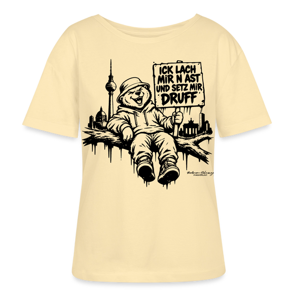 ICK LACH MIR N AST-Rundhals Frauen Bio-T-Shirt mit Berliner Bär - Creme