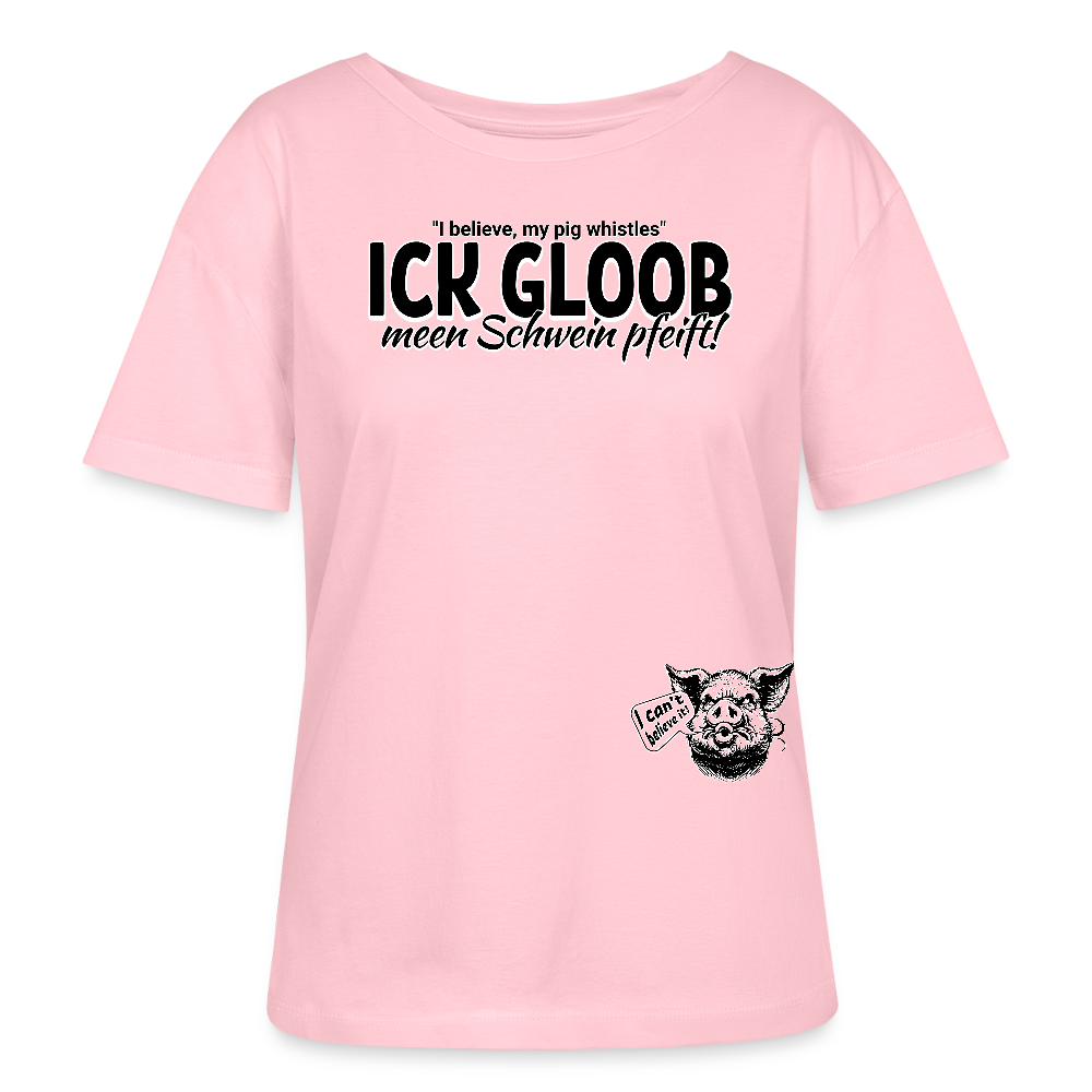 ICK GLOOB MEEN SCHWEIN PFEIFT-Rundhals Frauen Bio-T-Shirt - Hellrosa