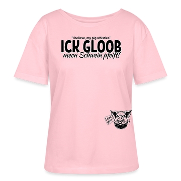 ICK GLOOB MEEN SCHWEIN PFEIFT-Rundhals Frauen Bio-T-Shirt - Hellrosa