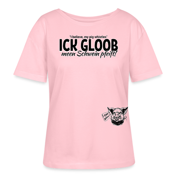 ICK GLOOB MEEN SCHWEIN PFEIFT-Rundhals Frauen Bio-T-Shirt - Hellrosa