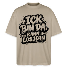 Berliner Schnauze uff Oversized Unisex Bio T-Shirt-BIN DA, KANN LOSJEHN - Steingrau