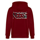 Bio-Kapuzenjacke mit dem Berliner Spruch "EENMA NICH UFFJEPASST – NEESE". Für alle, die wissen: In Berlin is keen Platz für Träumer. 100% Bio Baumwolle - Burgunderrot