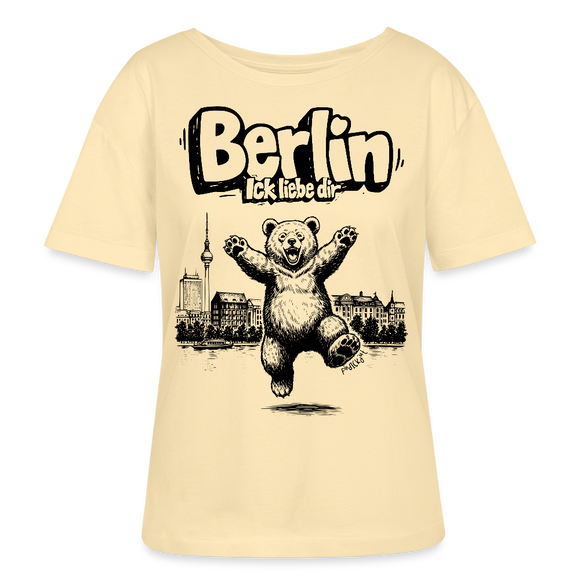 Berlin Souvenir-Rundhals Frauen Bio-T-Shirt-BERLIN ICK LIEBE DIR - Creme