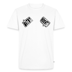 Männer Premium BIO T-Shirt - Weiß- zwei schwarze Sprechblasen-links steht "WATN?" und in der rechten "NÜSCHT!"-Die Unterhaltung mit Berliner Schnauze