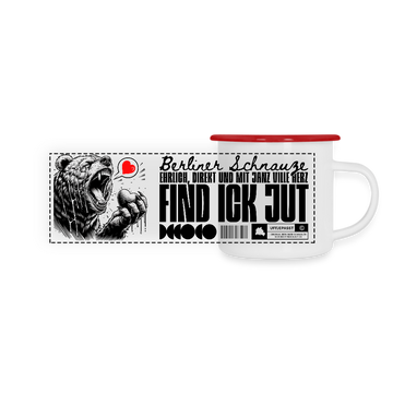 Berlin Souvenir-FIND ICK JUT-Panorama Emaille-Tasse - Weiß/Rot