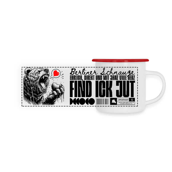 Berlin Souvenir-FIND ICK JUT-Panorama Emaille-Tasse - Weiß/Rot