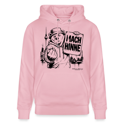 Berlin Souvenir mit Berliner Schnauze-MACH HINNE-Unisex Bio-Hoodie - Hellrosa