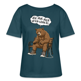 Berliner Bär Shirt-JEH MIR NICH UFFN SENKEL-Rundhals Frauen Bio-T-Shirt - Dunkles Petrol
