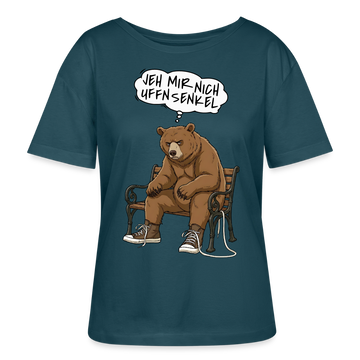 Berliner Bär Shirt-JEH MIR NICH UFFN SENKEL-Rundhals Frauen Bio-T-Shirt - Dunkles Petrol