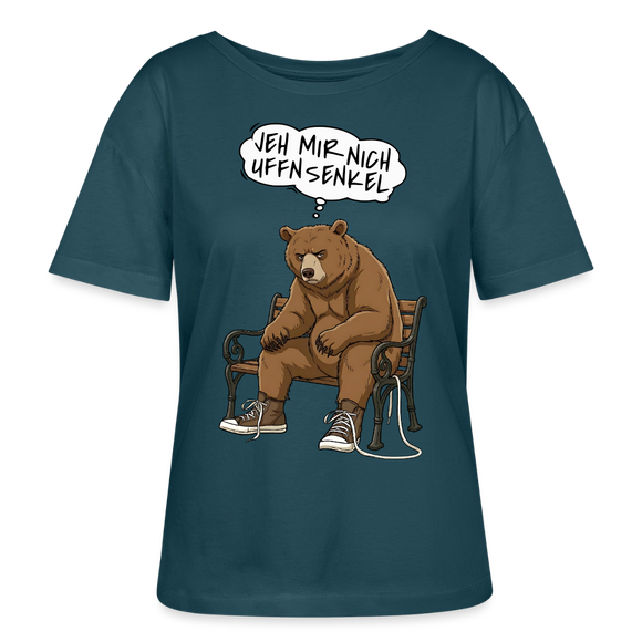 Berliner Bär Shirt-JEH MIR NICH UFFN SENKEL-Rundhals Frauen Bio-T-Shirt - Dunkles Petrol