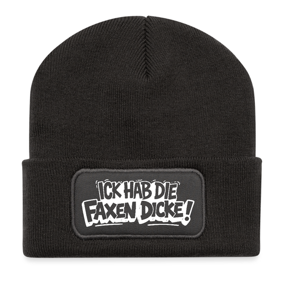 ICK HAB DIE FAXEN DICKE-Recycelte Patch Beanie - Dunkelgrau