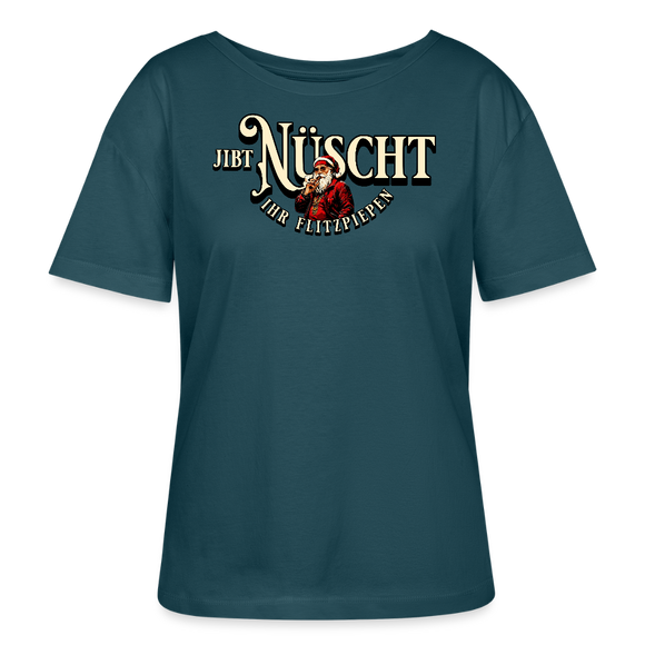 Weihnachten Berlin-JIBT NÜSCHT-Rundhals Frauen Bio-T-Shirt - Dunkles Petrol