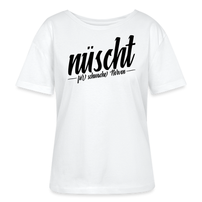 Berlin Shirt-NÜSCHT FÜR SCHWACHE NERVEN-Rundhals Frauen Bio-T-Shirt - Weiß