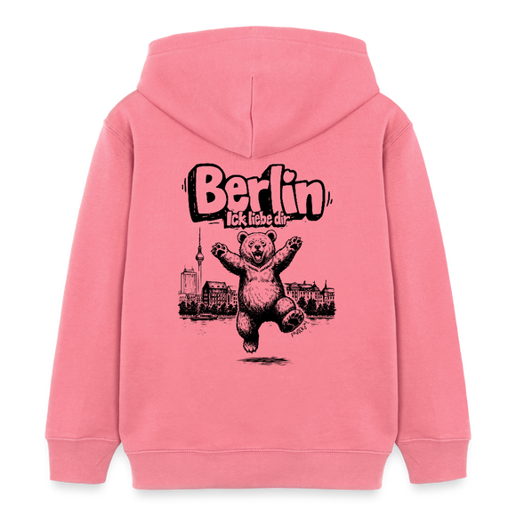 Berlin Souvenir-Kinder Bio-Hoodie-BERLIN ICK LIEBE DIR - Pink 