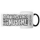 Berliner Spruch-ICK WUNDER MIR ÜBER JAR NÜSCHT MEHR-Panoramatasse - Weiß/Schwarz