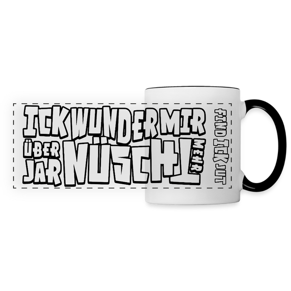Berliner Spruch-ICK WUNDER MIR ÜBER JAR NÜSCHT MEHR-Panoramatasse - Weiß/Schwarz