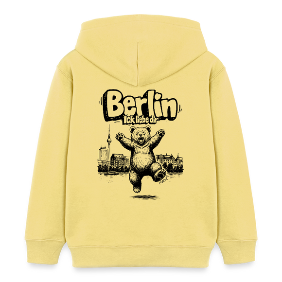 Berlin Souvenir-Kinder Bio-Hoodie-BERLIN ICK LIEBE DIR - Gelb Viva 