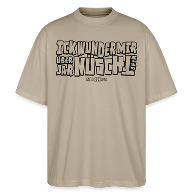 Berliner Spruch-ICK WUNDER MIR-Oversized Unisex Bio T-Shirt - Steingrau
