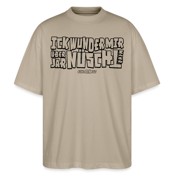 Berliner Spruch-ICK WUNDER MIR-Oversized Unisex Bio T-Shirt - Steingrau