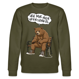 Berliner Bär und Spruch-JEH MIR NICH UFFN SENKEL-Unisex Bio-Sweatshirt - Khaki