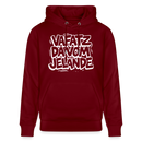 Berliner Kultspruch-VAFATZ DA VOM JELÄNDE-Unisex Bio-Hoodie - Burgunderrot