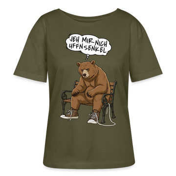 Berliner Bär Shirt-JEH MIR NICH UFFN SENKEL-Rundhals Frauen Bio-T-Shirt - Khaki