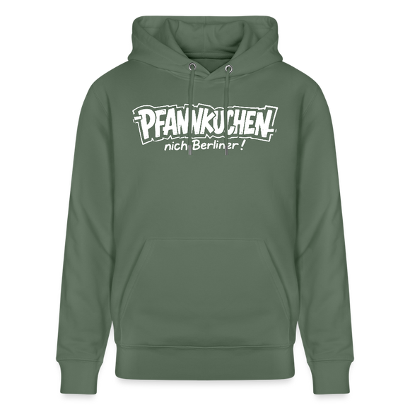 Berliner Spruch-PFANNKUCHEN NICH BERLINER-Unisex Bio-Hoodie - Tanngrün