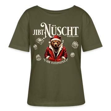 JIBT NÜSCHT-Rundhals Frauen Bio-T-Shirt-grummliger Berliner Bär - Khaki