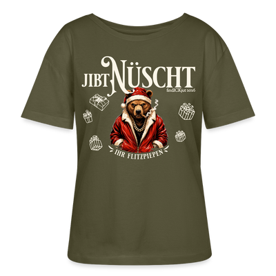 JIBT NÜSCHT-Rundhals Frauen Bio-T-Shirt-grummliger Berliner Bär - Khaki