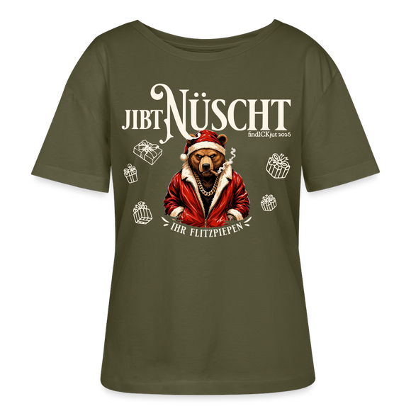 JIBT NÜSCHT-Rundhals Frauen Bio-T-Shirt-grummliger Berliner Bär - Khaki