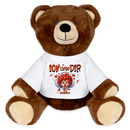ICK LIEBE DIR-MiniFeet® RecycelBär® Braun -Teddybär mit dem Schriftzug "ICK LIEBE DIR", gestickten Augen und Nase – der perfekte Kuschelfreund für alle Verliebten mit BerlinerSchnauze-auf weissem T-Shirt