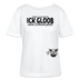 ICK GLOOB MEEN SCHWEIN PFEIFT-steht in grossen schwarzen Buchstaben auf der Brust-darüber etwas kleiner "I Believe, my pig whistles-auf der linken Hüfte ein 8 cm pfeifende Schweineillustration-Rundhals Frauen Bio-T-Shirt - Weiß