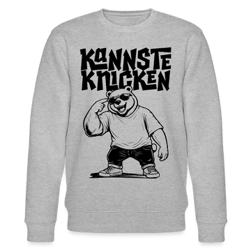 Berliner Spruch-KANNNSTE KNICKEN-Unisex Bio-Sweatshirt mit Berliner Bär - Grau meliert